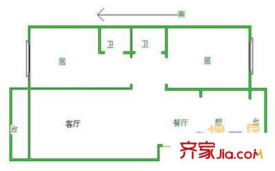 羅馬花園二期戶(hù)型圖戶(hù)型圖 2室2廳2衛(wèi)1廚