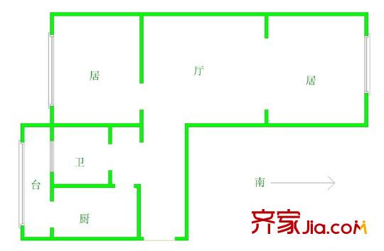 玉峰花園戶型圖戶型圖 2室1廳1衛(wèi)1廚