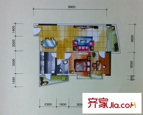 银山尚橙14-28层01单位 2室2厅1卫1厨