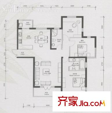 卡梅爾戶型圖J戶型 3室2廳2衛(wèi)