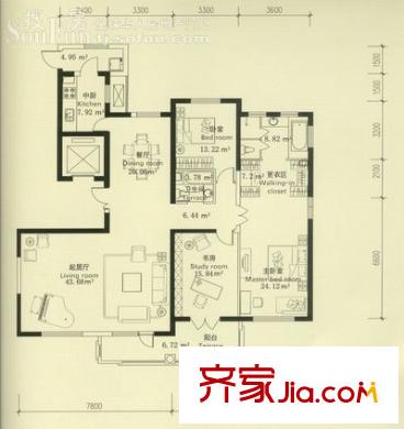 卡梅爾戶型圖D戶型 3室2廳2衛(wèi)