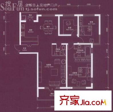 卡梅爾戶(hù)型圖GC-P 3室2廳2衛(wèi)