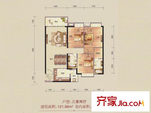 金沙御苑6栋05户型 3室2厅2卫1厨
