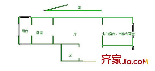 御河灣 1室 戶型圖