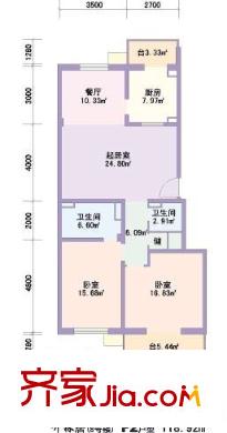 福盛花園戶型圖戶型圖 2室2廳1衛(wèi)1廚