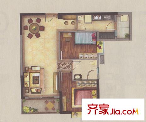 新一城广场G03户型图 2室2厅1卫1厨