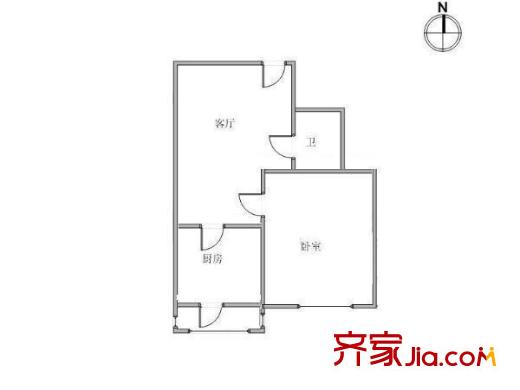 禧順花園 1室 戶型圖