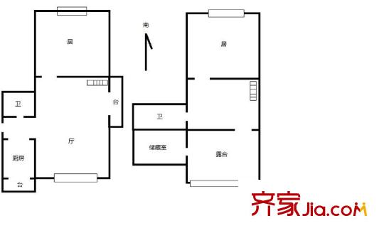 禧順花園 2室 戶型圖