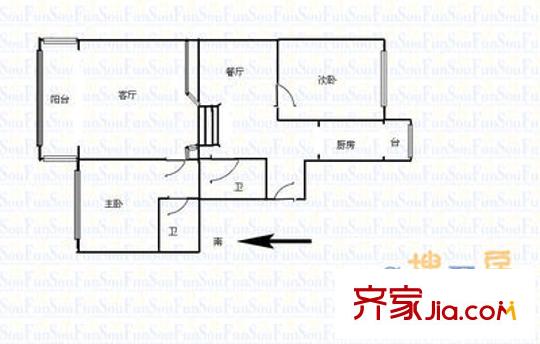 凱立天香水畔戶型圖戶型圖 2室2廳2衛(wèi)1廚