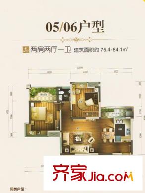 中环品悦05/06户型 2室2厅1卫1厨
