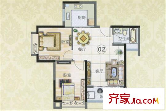 东华・星域C1栋02单元 2室2厅1卫1厨