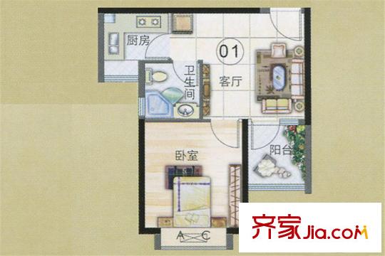 东华・星域C1栋01单元 1室1厅1卫1厨