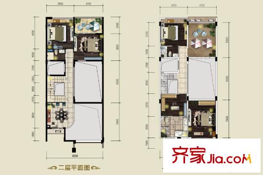 莲花山碧桂园N115户型二层和三层 4室3厅4卫1厨