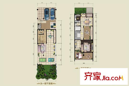 莲花山碧桂园N115户型负一层和一层 4室3厅4卫1厨
