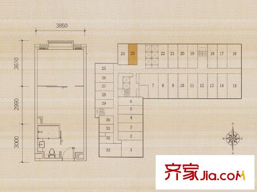 佛奥广场单元23户型 1室1厅1卫1厨