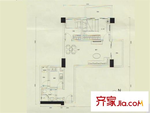 凤乐雅轩A栋04户型 2室2厅1卫1厨