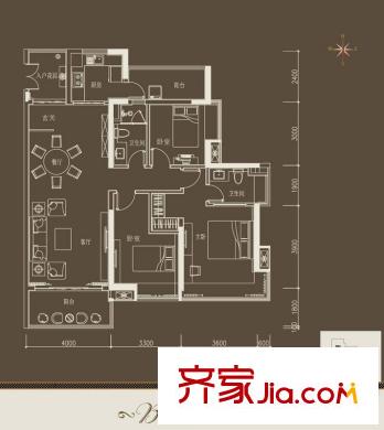 东山月府B栋01单元 3室2厅2卫1厨
