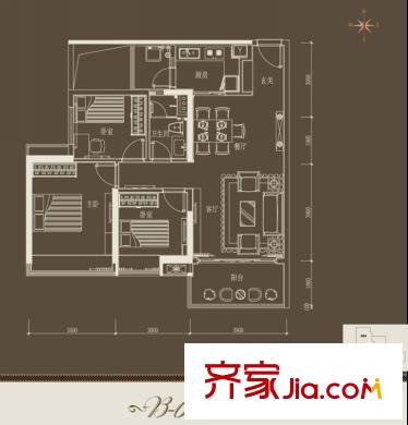 东山月府B栋02单元 3室2厅1卫1厨
