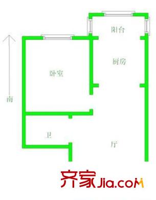 西樓北里戶(hù)型圖戶(hù)型圖 1室1廳1衛(wèi)1廚