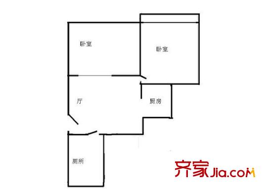 泰來嘉園戶型圖戶型圖 2室1廳1衛(wèi)1廚