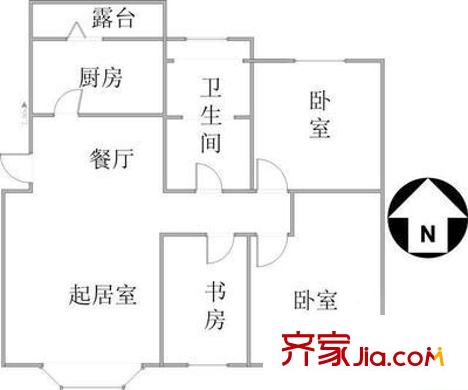陽光100東園戶型圖戶型圖 3室2廳1衛(wèi)1廚
