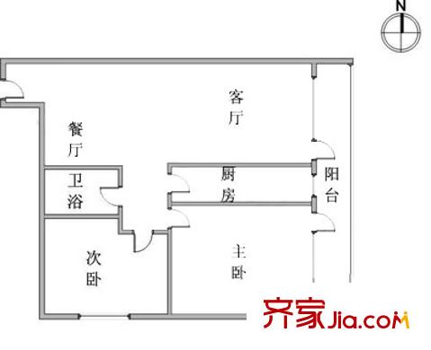 陽光100東園戶型圖戶型圖 2室2廳1衛(wèi)1廚