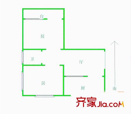 宜清花園戶型圖戶型圖 2室1廳1衛(wèi)1廚