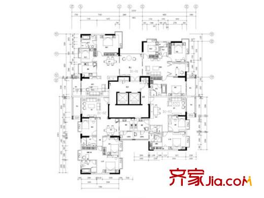南国公馆D1栋标准层平面图
