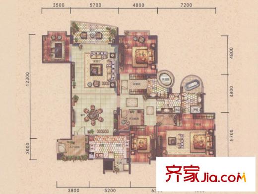 白云堡豪苑尚云名邸C栋02单元 5室2厅2卫2厨