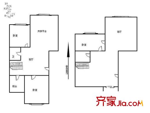 久華里戶型圖戶型圖 3室2廳2衛(wèi)1廚