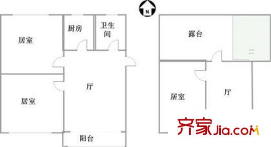 樺林園戶型圖戶型圖 3室2廳1衛(wèi)1廚