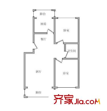 久華里戶型圖戶型圖 2室2廳1衛(wèi)1廚