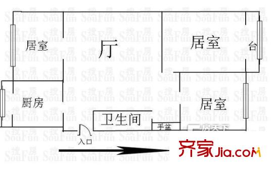 風(fēng)貌里戶型圖戶型圖 3室1廳1衛(wèi)1廚