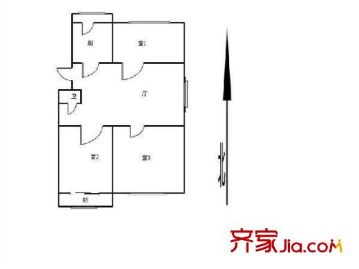 金波里戶型圖戶型圖 3室1廳1衛(wèi)1廚