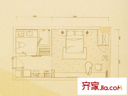 捷登都会B1户型 1室1厅1卫1厨