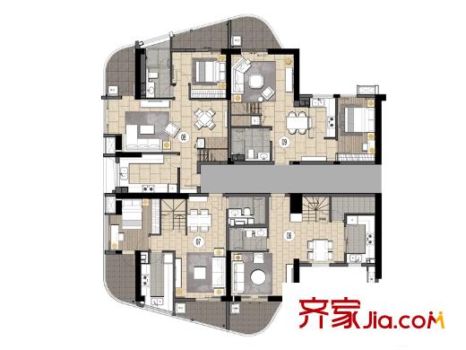 文德先生复式公寓06-09户型首层平面图