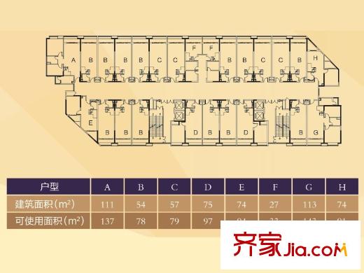 萝岗敏捷广场D1/D2栋户型分布图