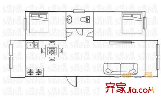 書(shū)香園戶(hù)型圖戶(hù)型圖 2室2廳2衛(wèi)1廚