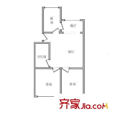 地華里戶型圖戶型圖 2室1廳1衛(wèi)1廚