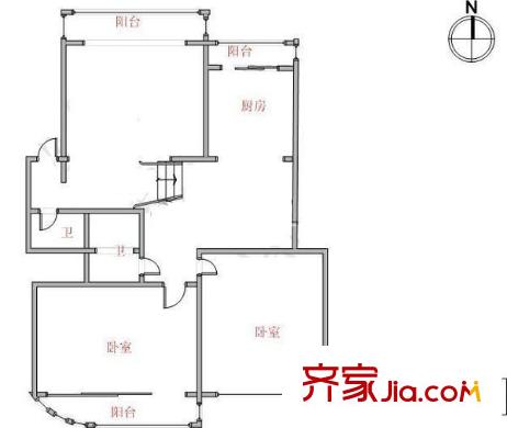 金廈里戶型圖戶型圖 2室1廳1衛(wèi)1廚