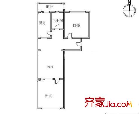 金廈里戶型圖戶型圖 2室1廳1衛(wèi)1廚