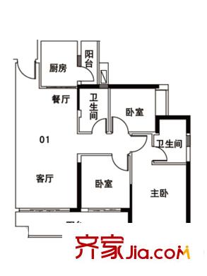 越秀星汇金沙123栋01单元 3室2厅2卫1厨