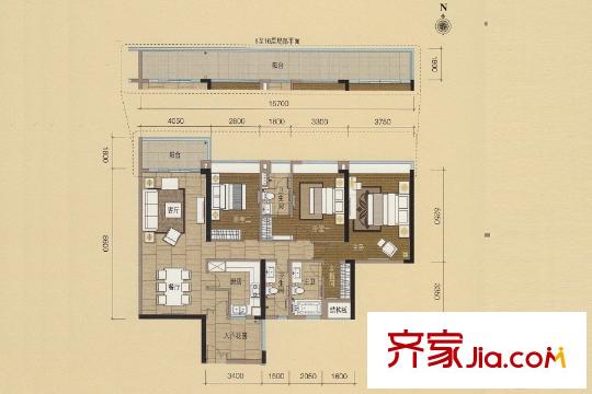 嘉裕公馆L栋04单位 3室2厅3卫1厨