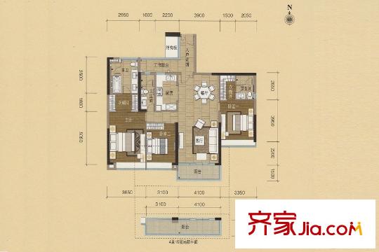 嘉裕公馆L栋02单位 3室2厅3卫1厨