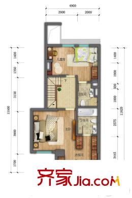 君华御府6栋复式上层户型图 3室2厅3卫1厨