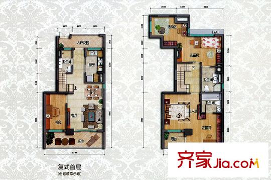 君华御府8栋01户型图 3室2厅3卫1厨