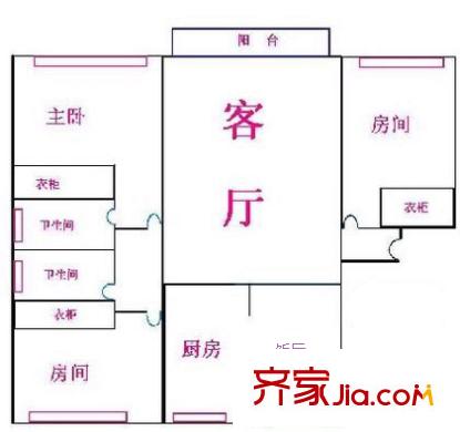 廣林園戶型圖戶型圖 3室2廳2衛(wèi)1廚