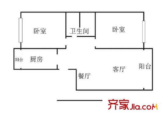 郵電公寓 2室 戶(hù)型圖
