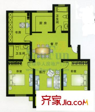 水木天成聞濤園戶(hù)型圖戶(hù)型圖 3室