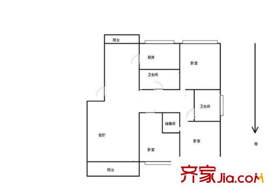 水木天成聞濤園 3室 戶型圖